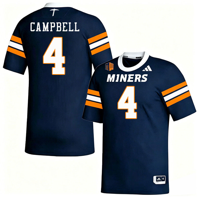UTEP Miners #4 Neil Campbell College Football Jerseys,Uniforms-Navy